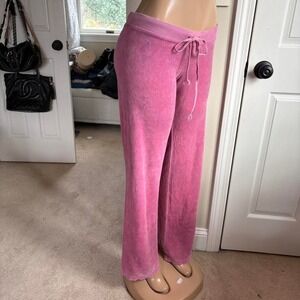 Y2k vintage OG juicy couture pink terrycloth low rise track sweatpants